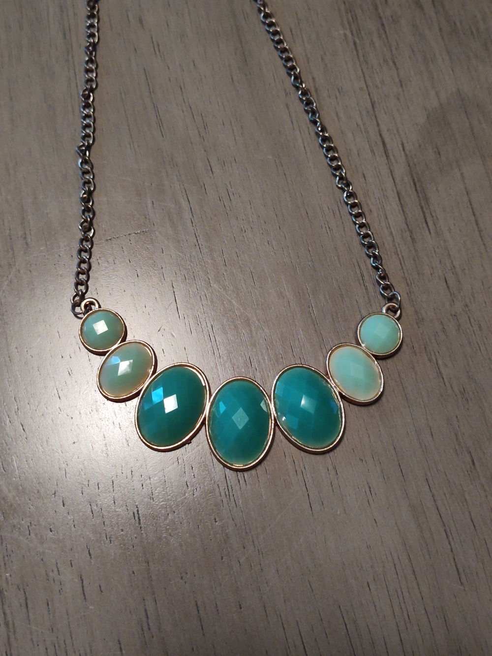 Gold-Tone Aqua & Jade Color Statement Necklace - Women Jewelry